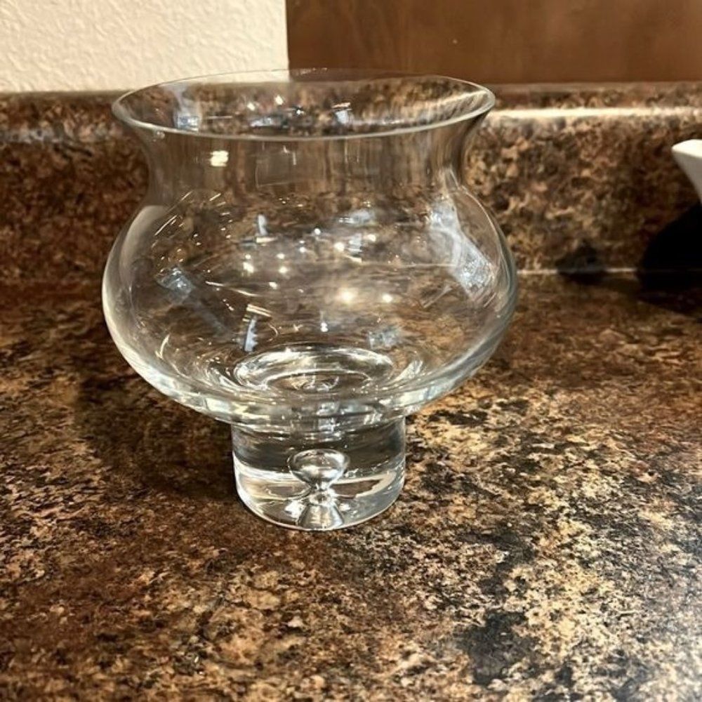 Krosno Poland Crystal Art Glass Candle Holder Heavy Clear Hand Crafted Handmade